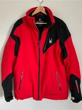Spyder Leader Insulated Ski Jacket Style # 783354 Red/Black Mens Medium